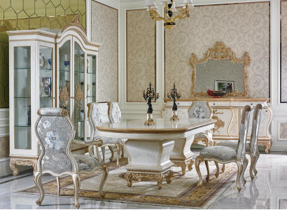 6 Chairs Set Dining room Designer Wood Chair Suite Antique Style Baroque Rococo